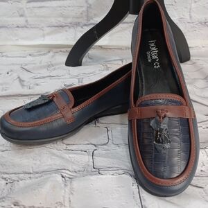 Hotter Women's Alice Loafers | Navy Blue & Brown | Size US 8.5 (EU 40)